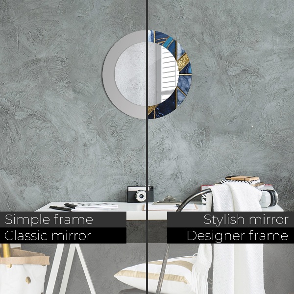 Round mirror frame with print Modern marble