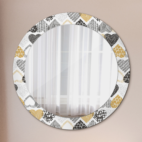 Ornate framed mirror Hearts doodle