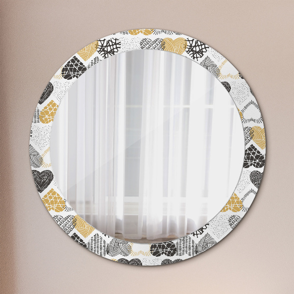 Ornate framed mirror Hearts doodle