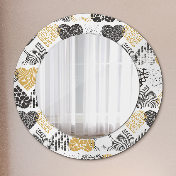 Ornate framed mirror Hearts doodle