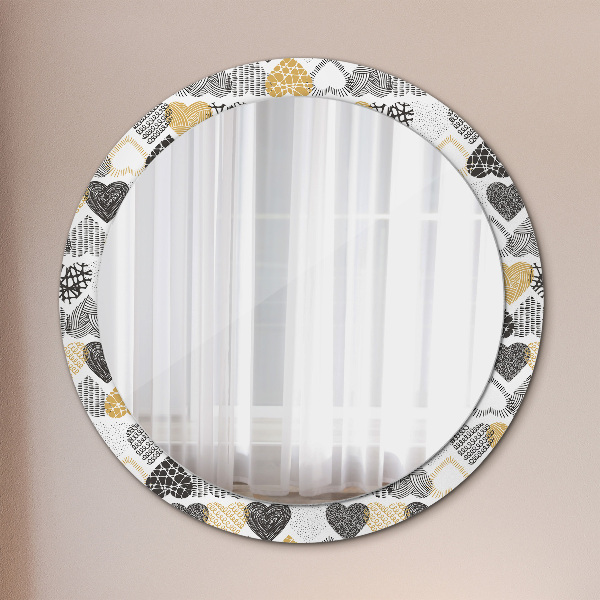 Ornate framed mirror Hearts doodle