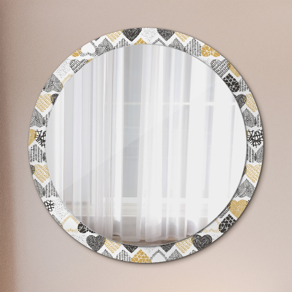 Ornate framed mirror Hearts doodle