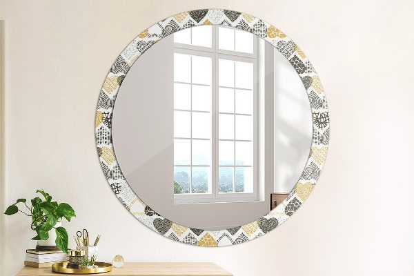Ornate framed mirror Hearts doodle