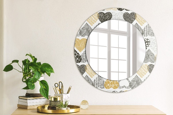 Ornate framed mirror Hearts doodle