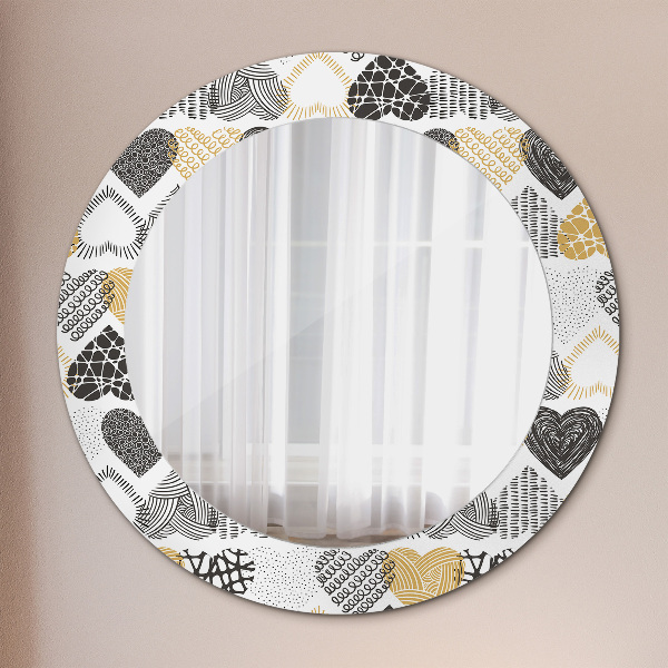 Ornate framed mirror Hearts doodle