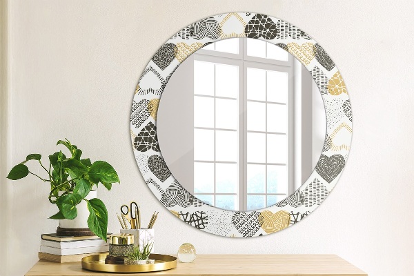 Ornate framed mirror Hearts doodle