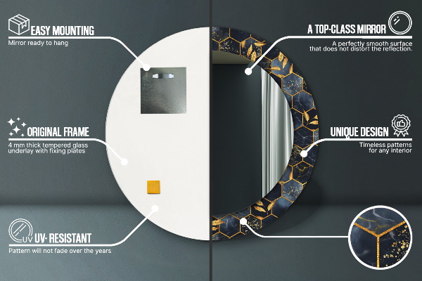 Ornate framed mirror Hexagon marble