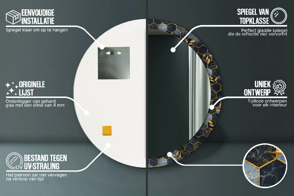 Ornate framed mirror Hexagon marble