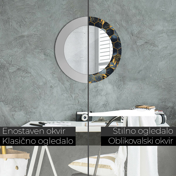 Ornate framed mirror Hexagon marble