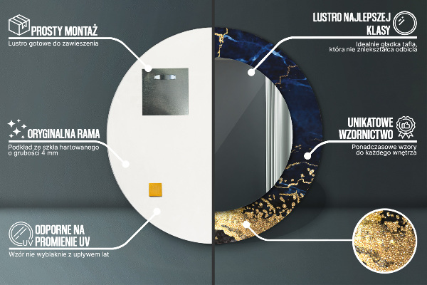 Ornate framed mirror Blue marble