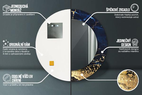 Ornate framed mirror Blue marble