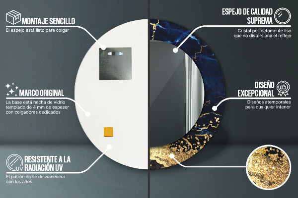 Ornate framed mirror Blue marble