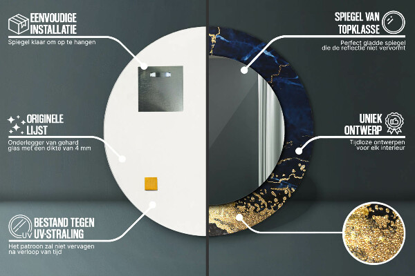 Ornate framed mirror Blue marble