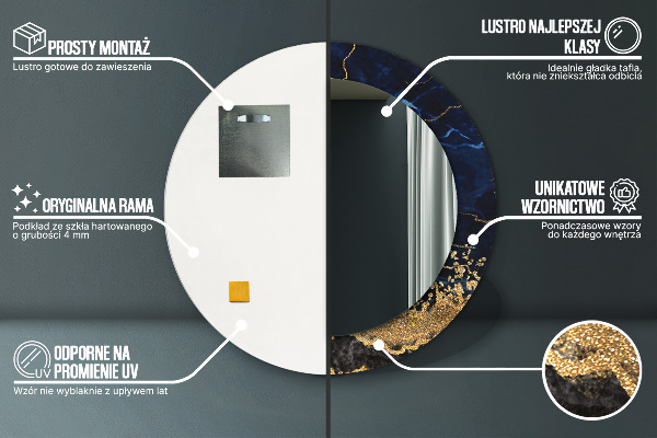 Ornate framed mirror Blue marble