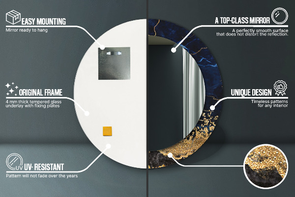 Ornate framed mirror Blue marble