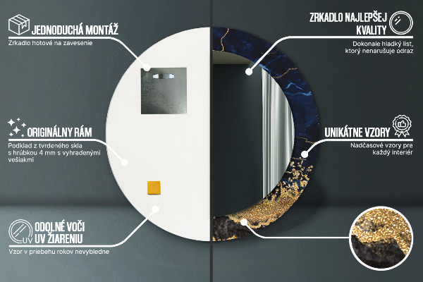 Ornate framed mirror Blue marble