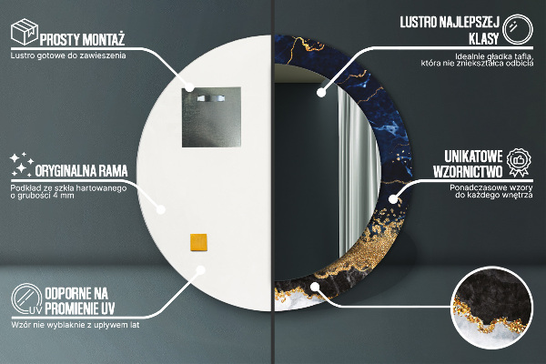 Ornate framed mirror Blue marble