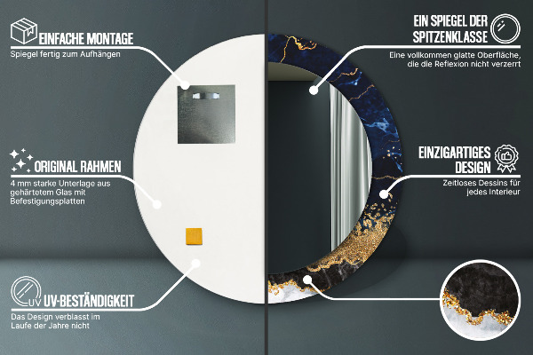 Ornate framed mirror Blue marble