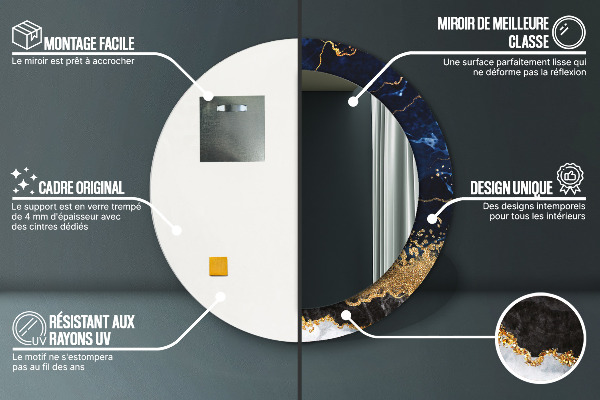 Ornate framed mirror Blue marble