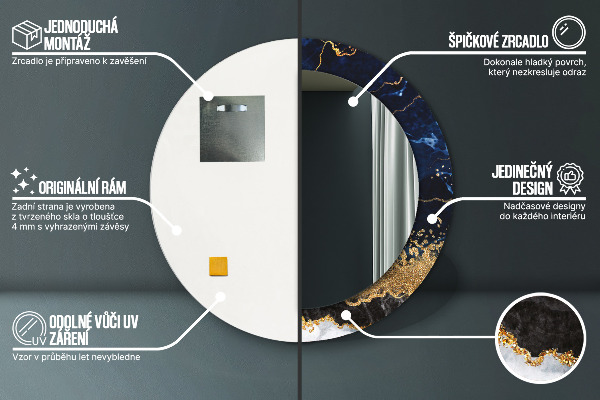 Ornate framed mirror Blue marble