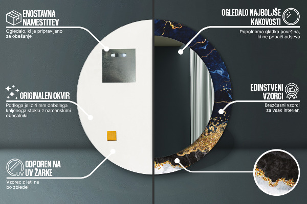 Ornate framed mirror Blue marble