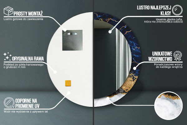 Ornate framed mirror Blue marble