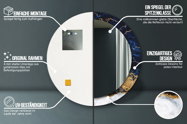 Ornate framed mirror Blue marble