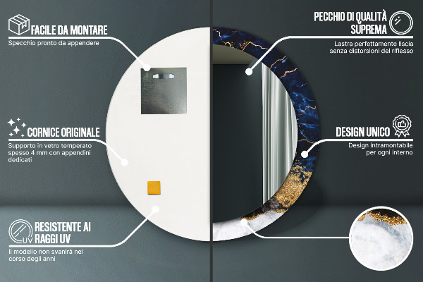 Ornate framed mirror Blue marble