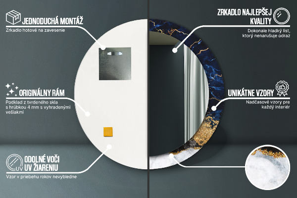 Ornate framed mirror Blue marble