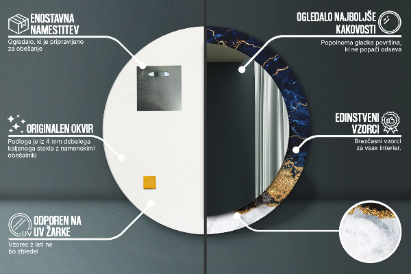 Ornate framed mirror Blue marble