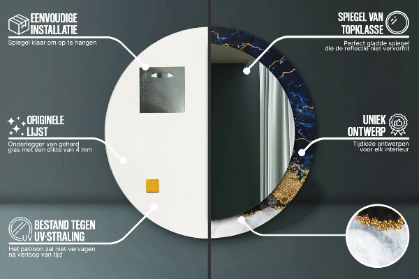 Ornate framed mirror Blue marble