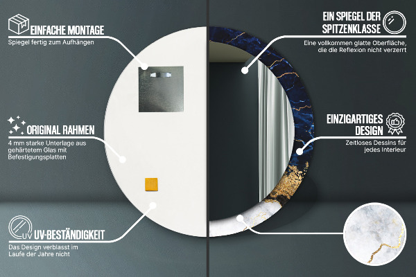 Ornate framed mirror Blue marble