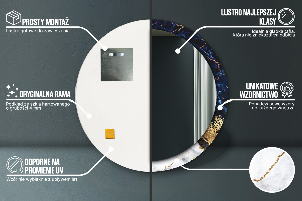 Ornate framed mirror Blue marble