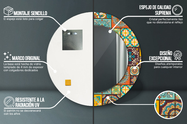 Round mirror frame with print Arabic pattern