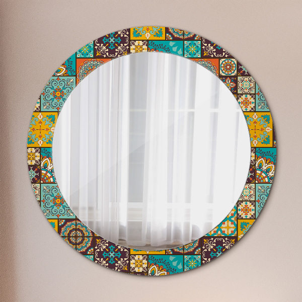 Round mirror frame with print Arabic pattern