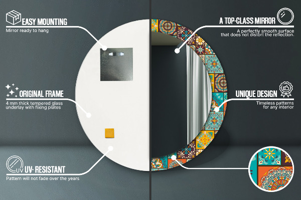 Round mirror frame with print Arabic pattern