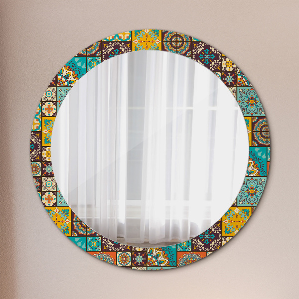 Round mirror frame with print Arabic pattern