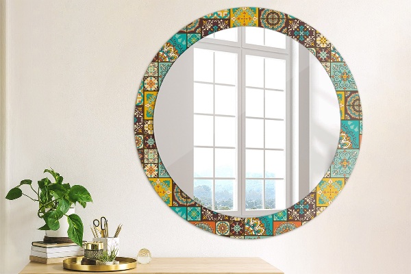 Round mirror frame with print Arabic pattern
