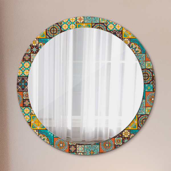 Round mirror frame with print Arabic pattern