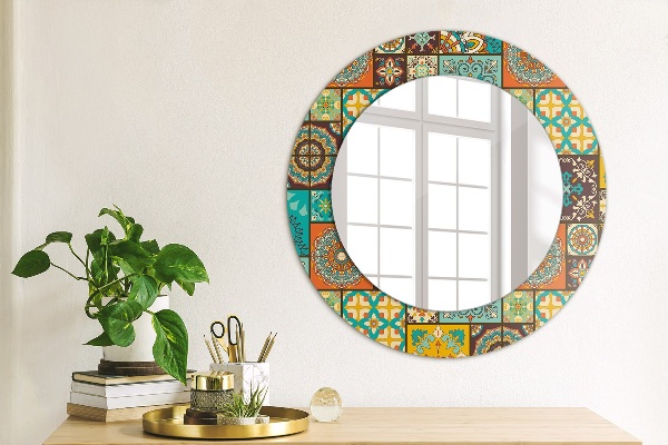 Round mirror frame with print Arabic pattern