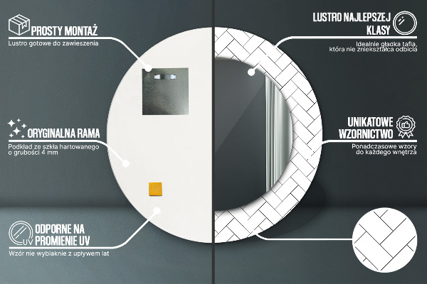 Round wall mirror design Herringbone