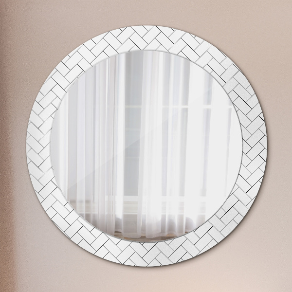 Round wall mirror design Herringbone