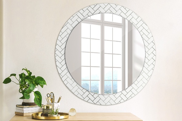 Round wall mirror design Herringbone