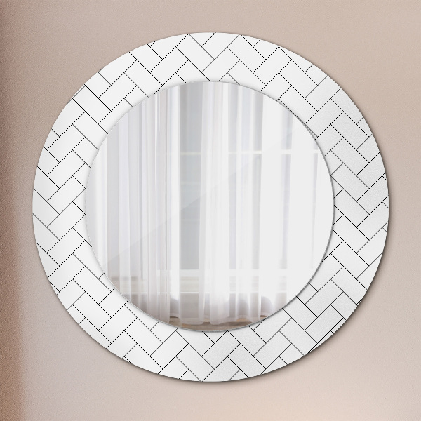 Round wall mirror design Herringbone