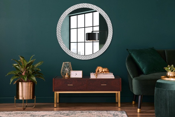 Round wall mirror design Herringbone