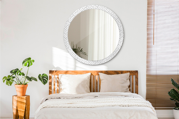 Round wall mirror design Herringbone