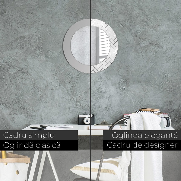 Round wall mirror design Herringbone