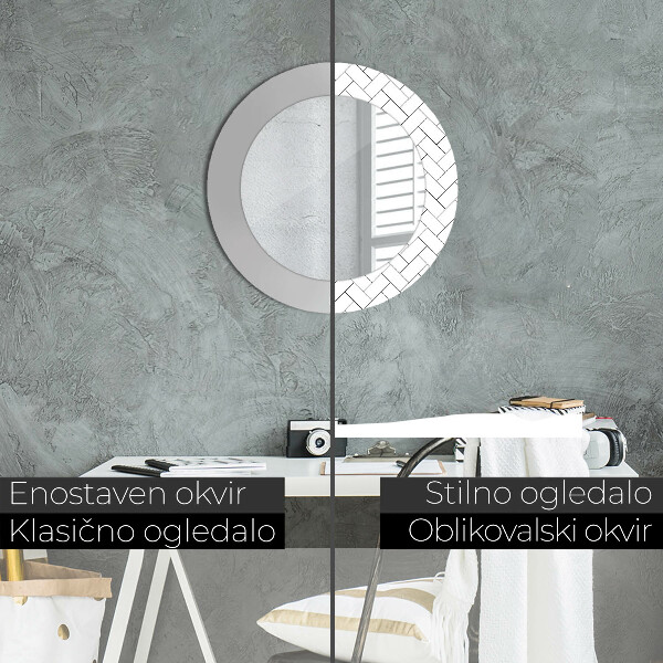 Round wall mirror design Herringbone