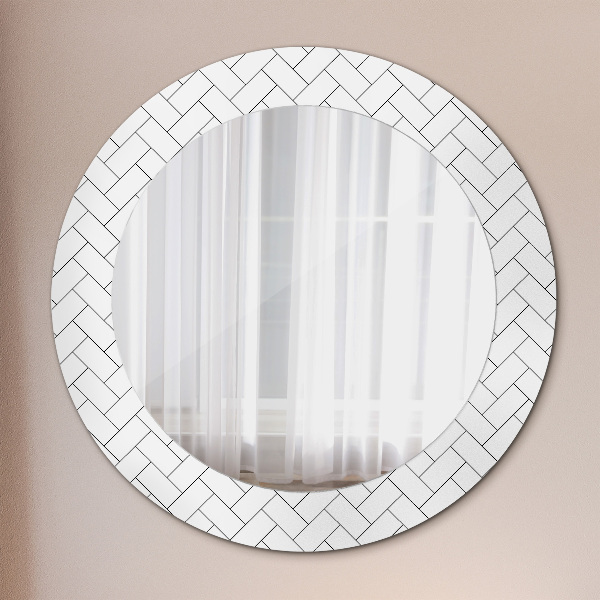 Round wall mirror design Herringbone