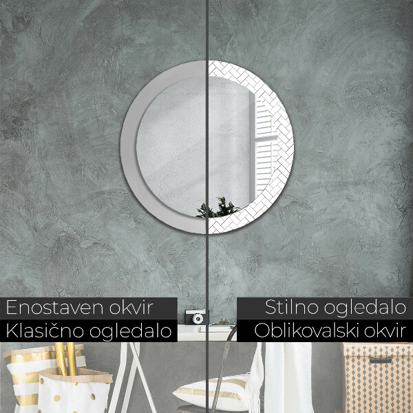 Round wall mirror design Herringbone